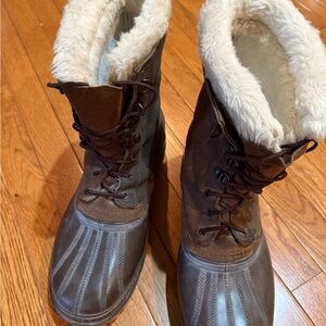 Sorel Brown and Cream Men’s Lace-Up Winter Rain & Snow Boots